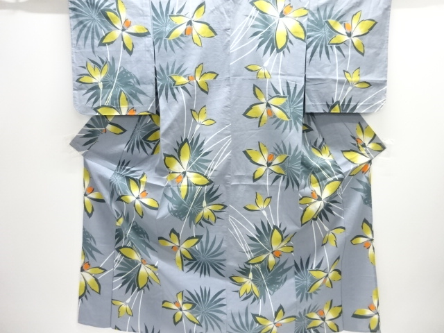 JAPANESE KIMONO / YUKATA / COTTON / FLORAL PLANTS